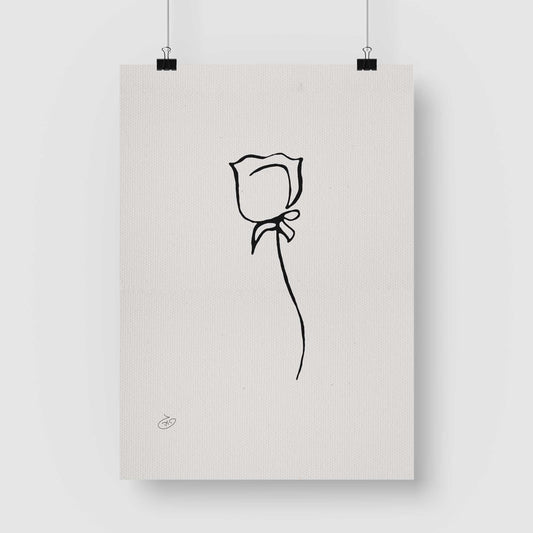 פוסטר One Line Floral - Rose Poster ציור מקורי של גאיה המקדם את המודעות לאלימות בין בני זוג בכלל וכלפי נשים בפרט