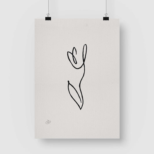 פוסטר One Line Flower - Snow Drop Poster ציור מקורי של גאיה המקדם את המודעות לאלימות בין בני זוג בכלל וכלפי נשים בפרט