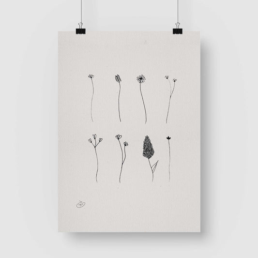 פוסטר 8 One Line Flowers Poster ציור מקורי של גאיה המקדם את המודעות לאלימות בין בני זוג בכלל וכלפי נשים בפרט