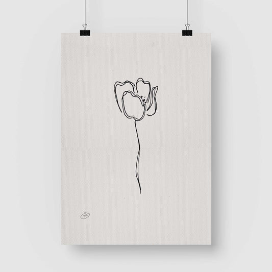 פוסטר One Line Flower - Sofia Poster ציור מקורי של גאיה המקדם את המודעות לאלימות בין בני זוג בכלל וכלפי נשים בפרט