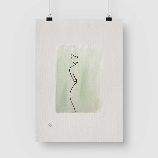 פוסטר One Line - Hermosa Poster ציור מקורי של גאיה המקדם את המודעות לאלימות בין בני זוג בכלל וכלפי נשים בפרט