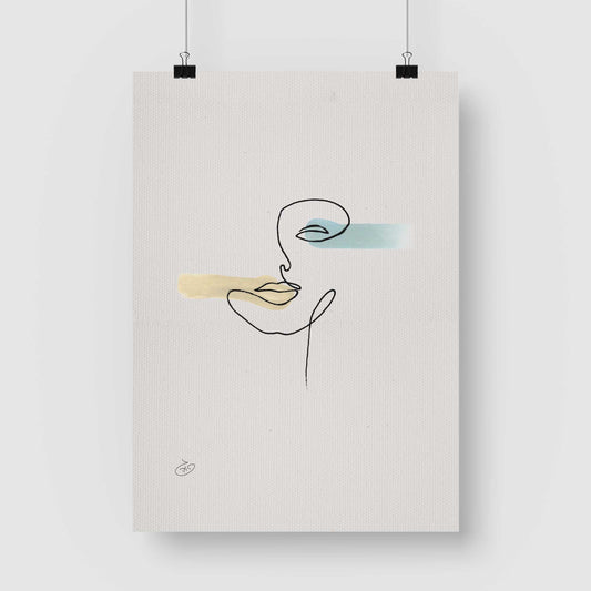 פוסטר One Line - Isabella Poster ציור מקורי של גאיה המקדם את המודעות לאלימות בין בני זוג בכלל וכלפי נשים בפרט