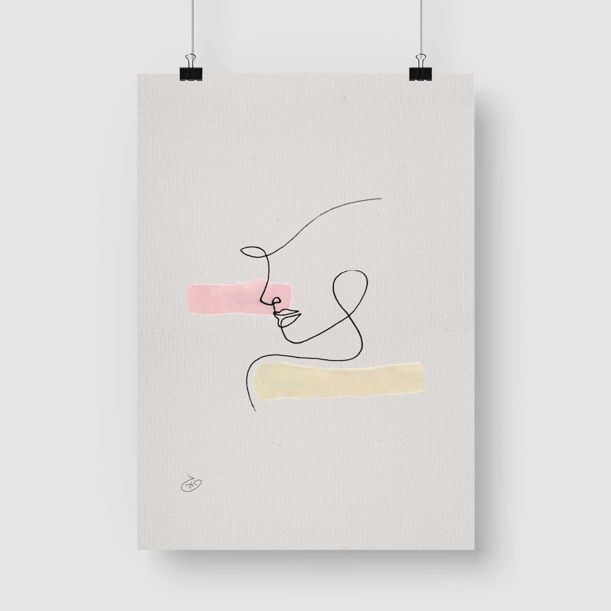 פוסטר One Line - Mon amour Poster ציור מקורי של גאיה המקדם את המודעות לאלימות בין בני זוג בכלל וכלפי נשים בפרט