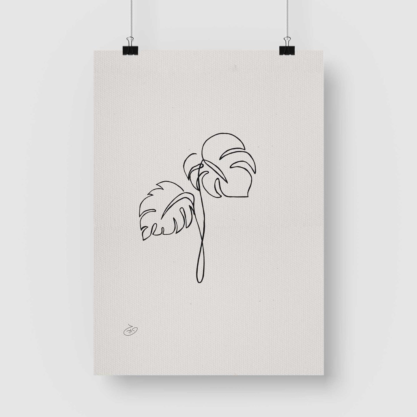 פוסטר One Line - Montserrat leaf Poster ציור מקורי של גאיה המקדם את המודעות לאלימות בין בני זוג בכלל וכלפי נשים בפרט