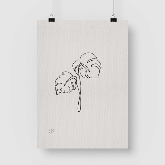פוסטר One Line - Montserrat leaf Poster ציור מקורי של גאיה המקדם את המודעות לאלימות בין בני זוג בכלל וכלפי נשים בפרט