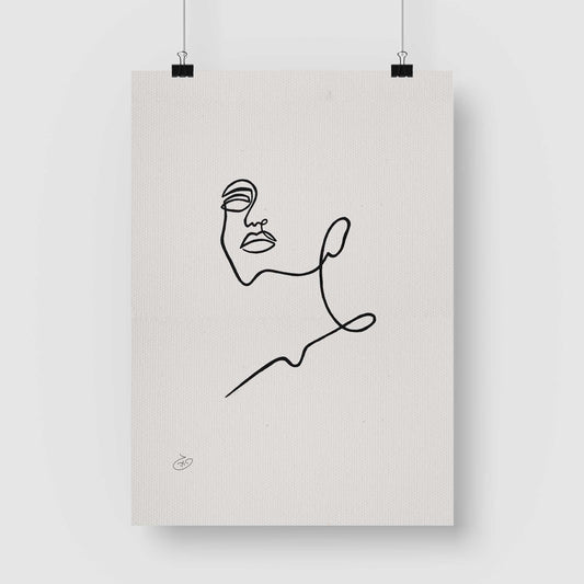 פוסטר One Line - Valeria Poster ציור מקורי של גאיה המקדם את המודעות לאלימות בין בני זוג בכלל וכלפי נשים בפרט