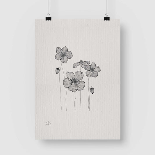 פוסטר Poppies Flowers Poster ציור מקורי של גאיה המקדם את המודעות לאלימות בין בני זוג בכלל וכלפי נשים בפרט