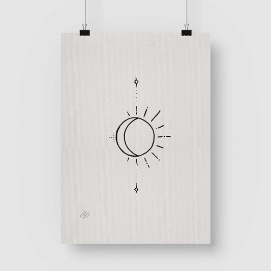 פוסטר Sun&Moon Poster ציור מקורי של גאיה המקדם את המודעות לאלימות בין בני זוג בכלל וכלפי נשים בפרט