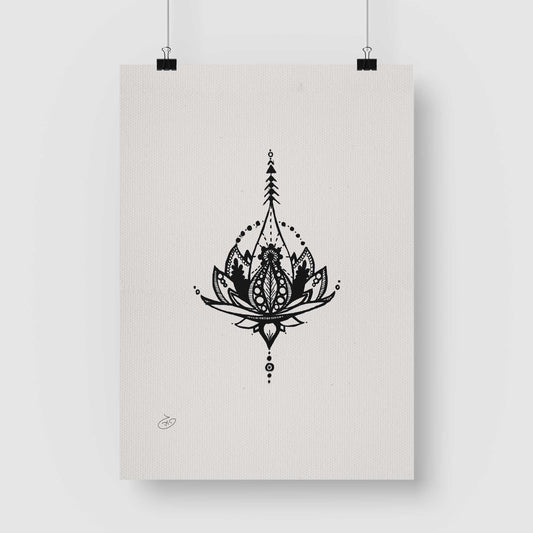 פוסטר White Lily Lotus Poster ציור מקורי של גאיה המקדם את המודעות לאלימות בין בני זוג בכלל וכלפי נשים בפרט
