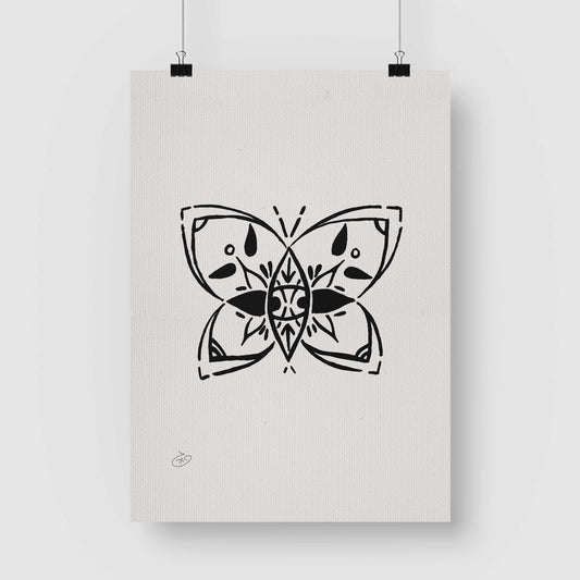 פוסטר Butterfly Poster ציור מקורי של גאיה המקדם את המודעות לאלימות בין בני זוג בכלל וכלפי נשים בפרט