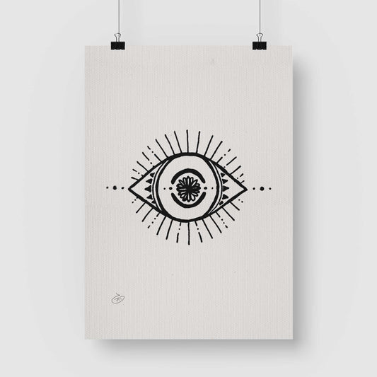 פוסטר Eye Tatto Poster ציור מקורי של גאיה המקדם את המודעות לאלימות בין בני זוג בכלל וכלפי נשים בפרט