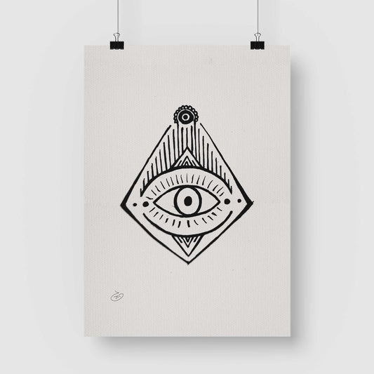 פוסטר Eye of Providence Poster ציור מקורי של גאיה המקדם את המודעות לאלימות בין בני זוג בכלל וכלפי נשים בפרט