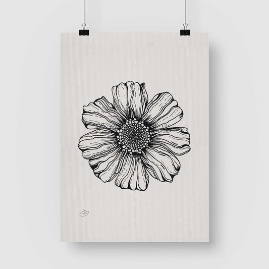 פוסטר Realistic Flower Poster ציור מקורי של גאיה המקדם את המודעות לאלימות בין בני זוג בכלל וכלפי נשים בפרט