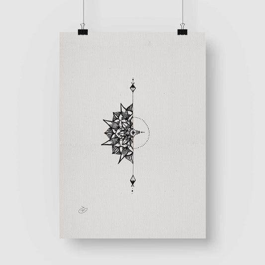 פוסטר Halved Mandala Poster ציור מקורי של גאיה המקדם את המודעות לאלימות בין בני זוג בכלל וכלפי נשים בפרט