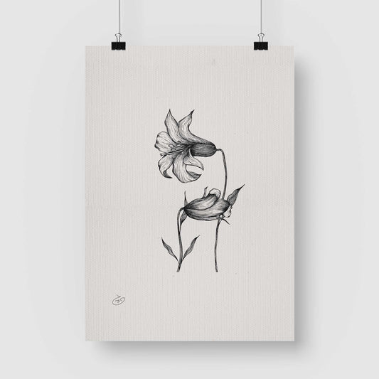 פוסטר Hibiscuses Flower Poster ציור מקורי של גאיה המקדם את המודעות לאלימות בין בני זוג בכלל וכלפי נשים בפרט