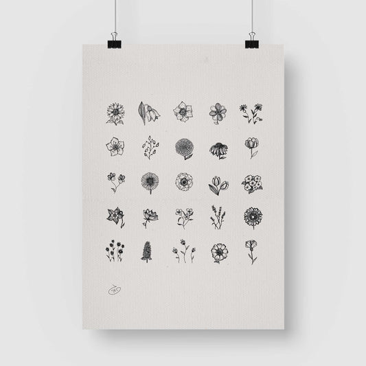 פוסטר Several Flowers Poster ציור מקורי של גאיה המקדם את המודעות לאלימות בין בני זוג בכלל וכלפי נשים בפרט