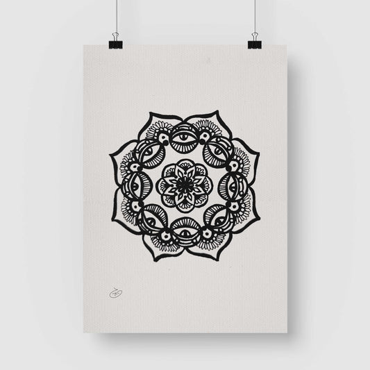 פוסטר Several eyes Mandala Poster ציור מקורי של גאיה המקדם את המודעות לאלימות בין בני זוג בכלל וכלפי נשים בפרט