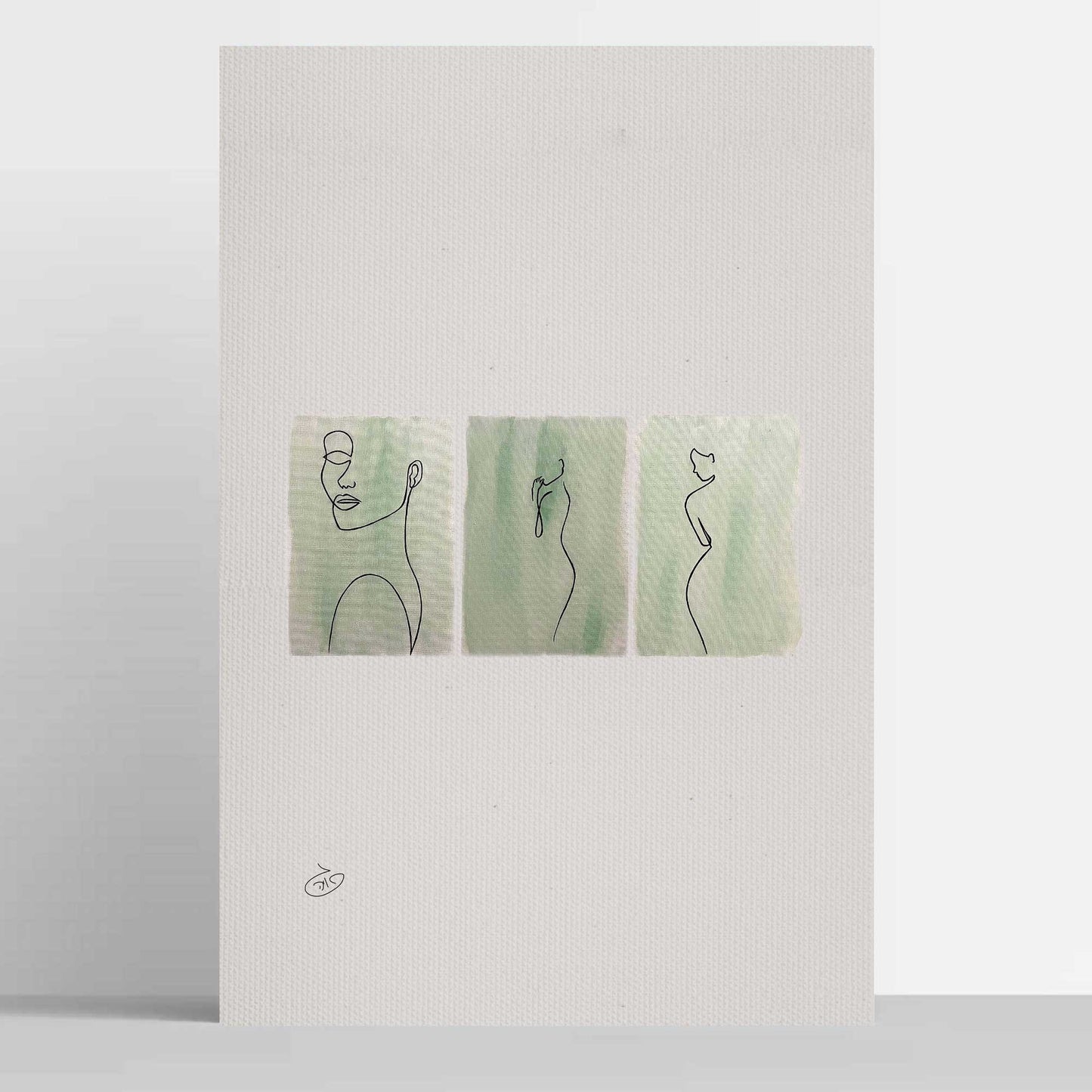 פוסטר One Line - 3 Ladies Poster ציור מקורי של גאיה המקדם את המודעות לאלימות בין בני זוג בכלל וכלפי נשים בפרט