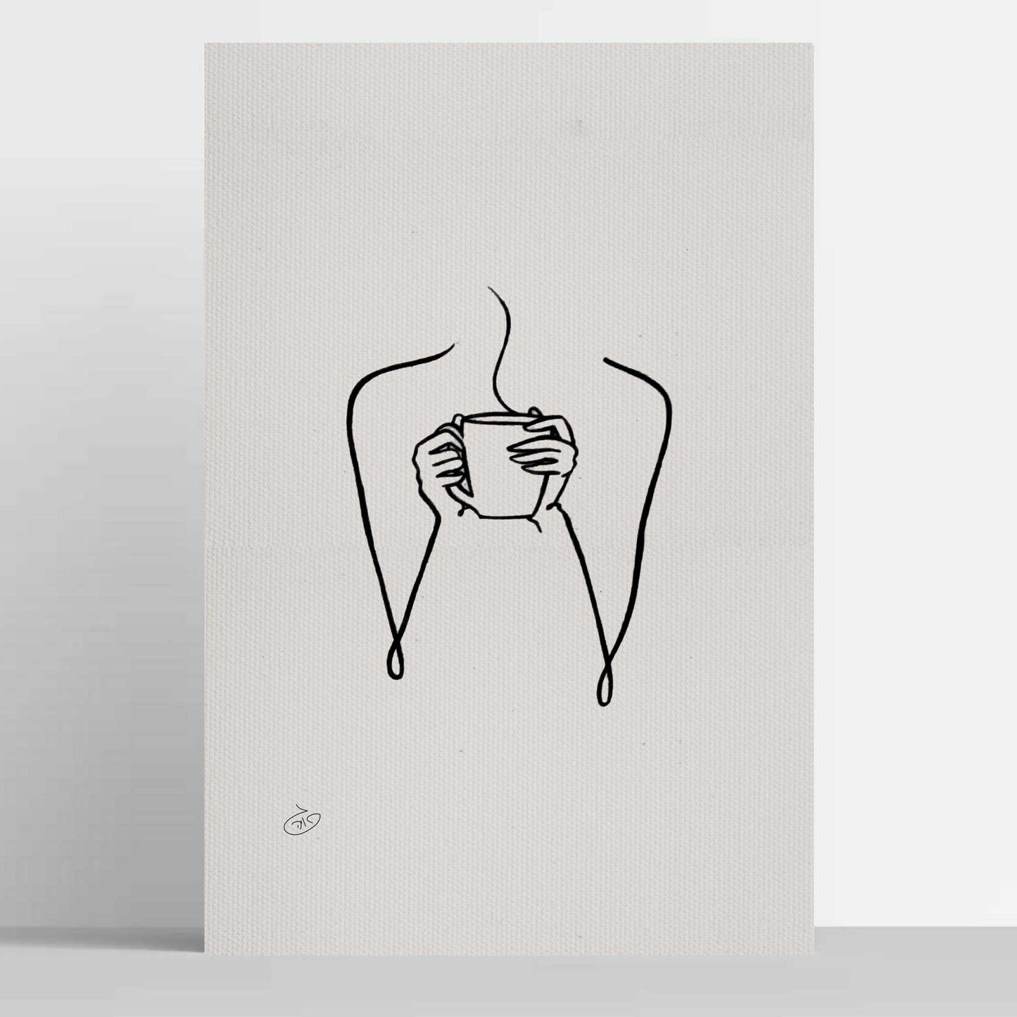 פוסטר One Line - coffee time Poster ציור מקורי של גאיה המקדם את המודעות לאלימות בין בני זוג בכלל וכלפי נשים בפרט