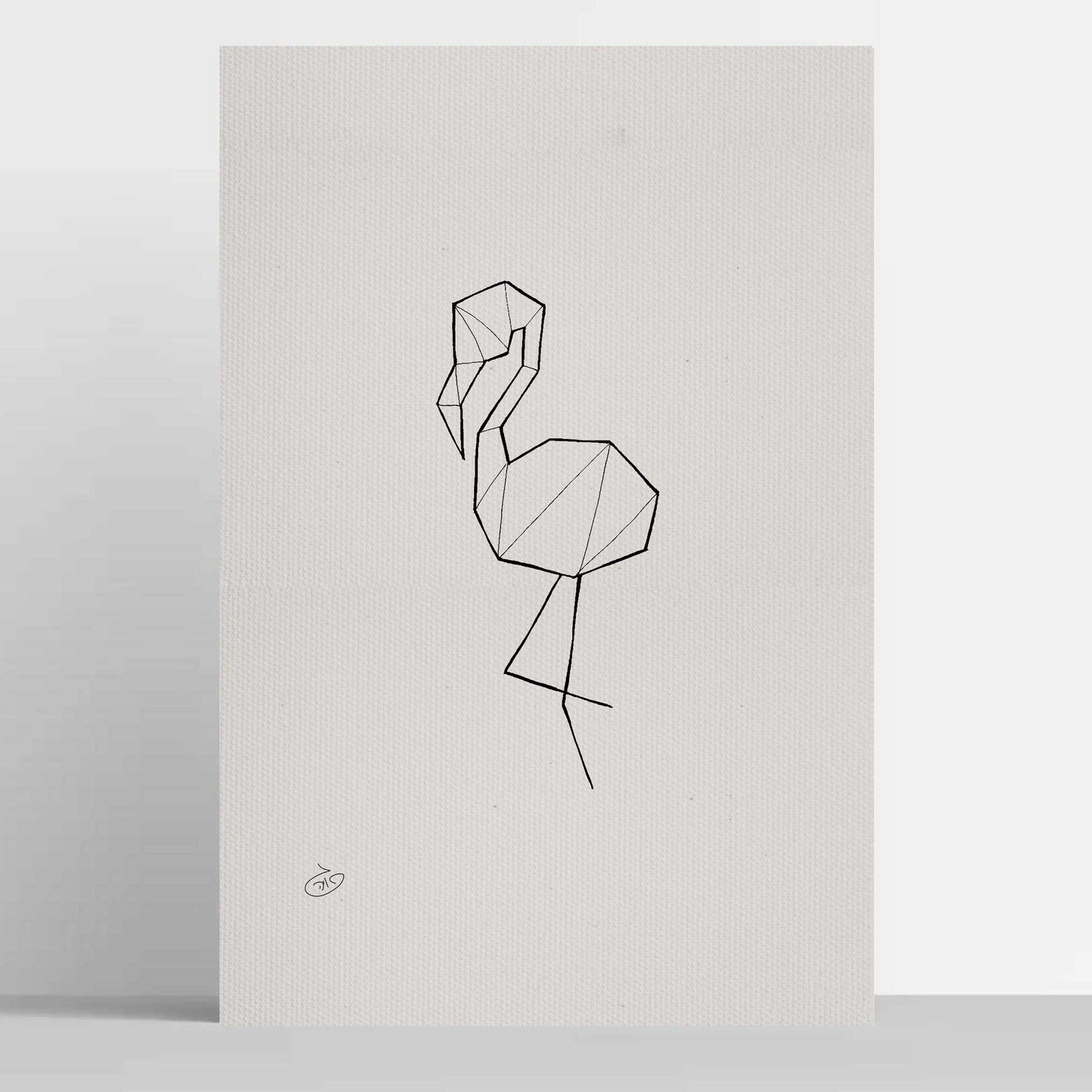 פוסטר One Line - Flamingo Poster ציור מקורי של גאיה המקדם את המודעות לאלימות בין בני זוג בכלל וכלפי נשים בפרט