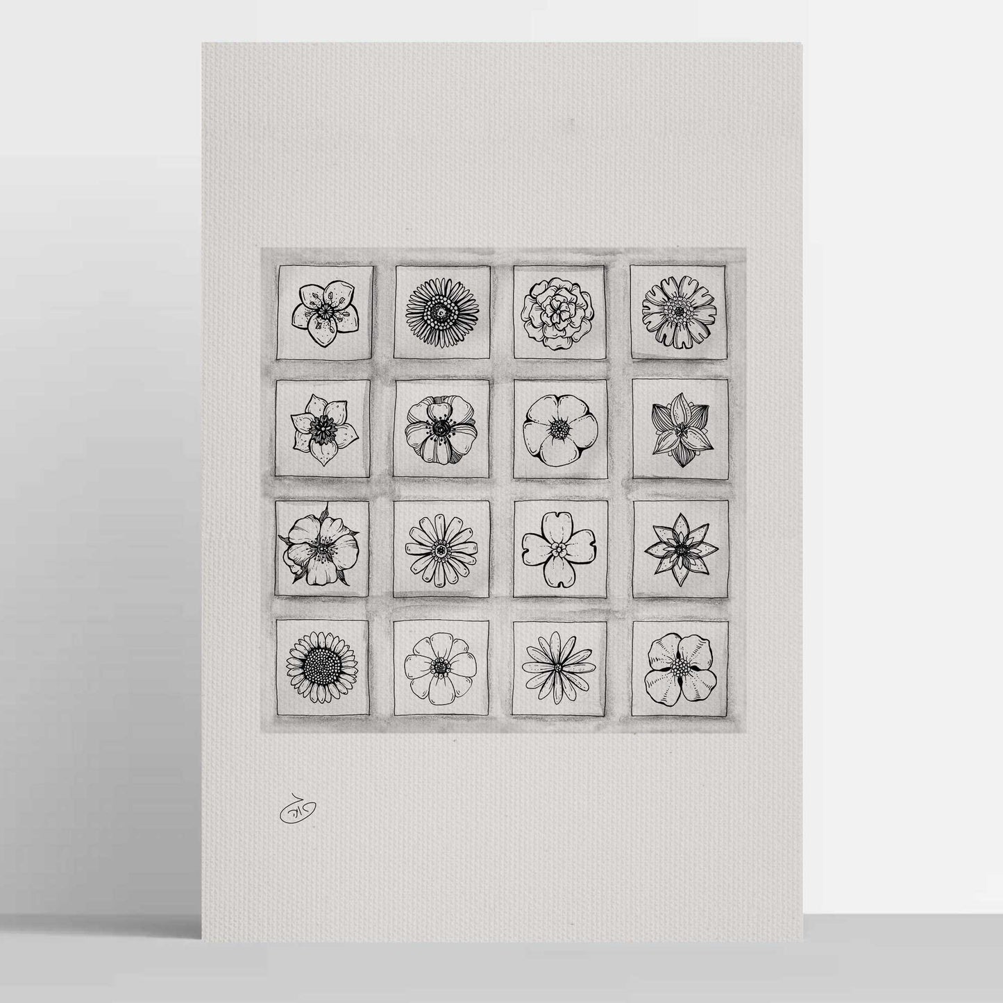 פוסטר Several Flowers with Frames Poster ציור מקורי של גאיה המקדם את המודעות לאלימות בין בני זוג בכלל וכלפי נשים בפרט