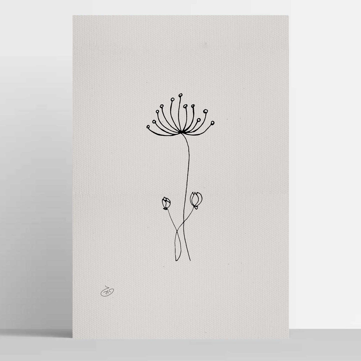פוסטר One Line Flower - Drumsticks Poster ציור מקורי של גאיה המקדם את המודעות לאלימות בין בני זוג בכלל וכלפי נשים בפרט