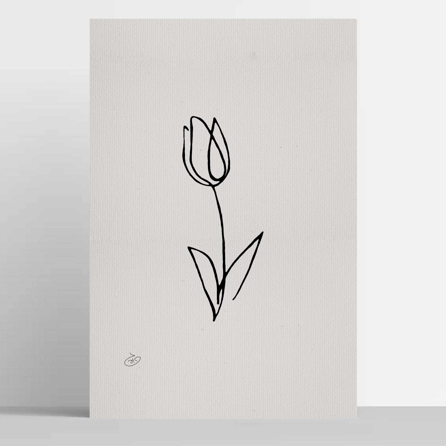 פוסטר One Line Flower - Tulip Poster ציור מקורי של גאיה המקדם את המודעות לאלימות בין בני זוג בכלל וכלפי נשים בפרט