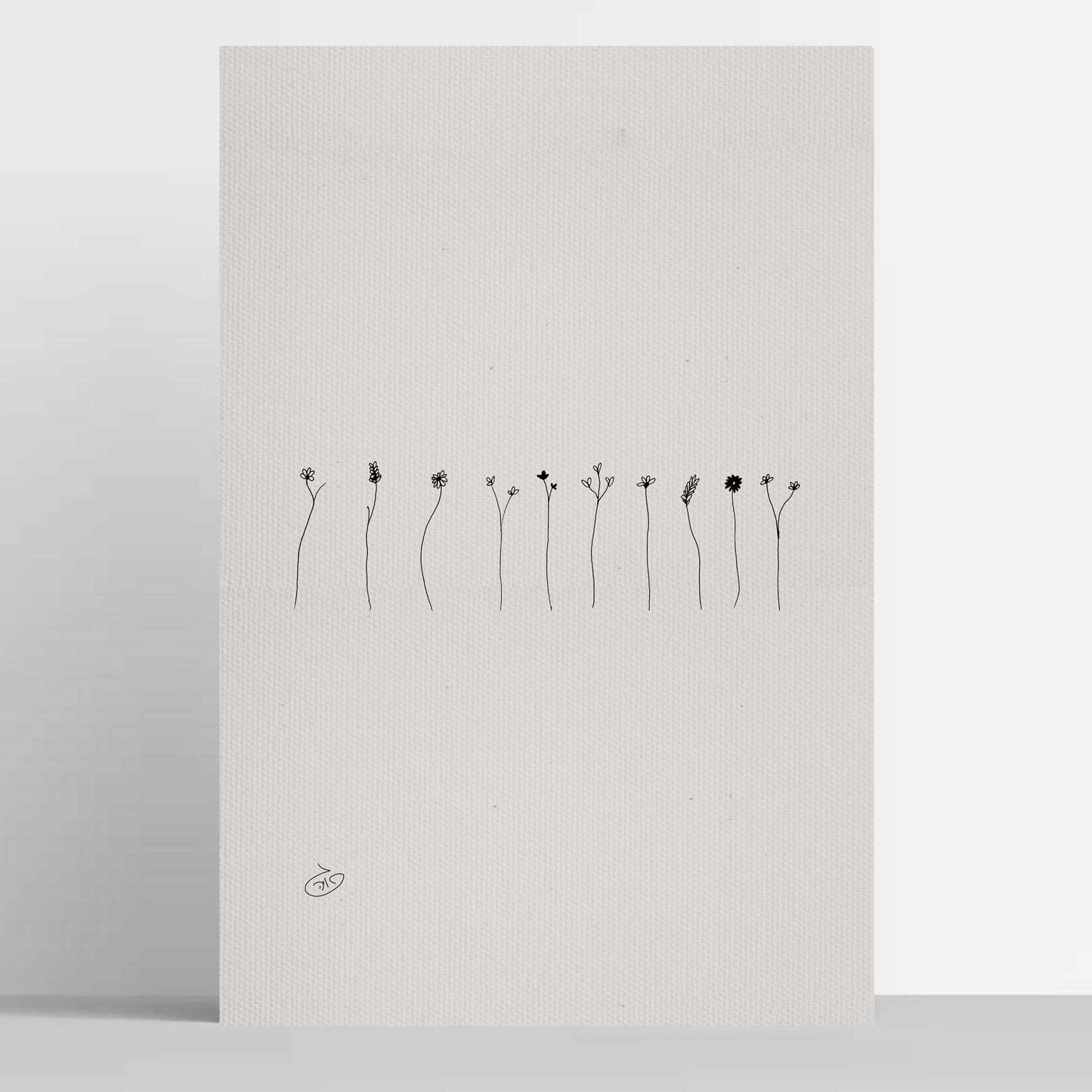 פוסטר Row of One Line Flowers Poster ציור מקורי של גאיה המקדם את המודעות לאלימות בין בני זוג בכלל וכלפי נשים בפרט