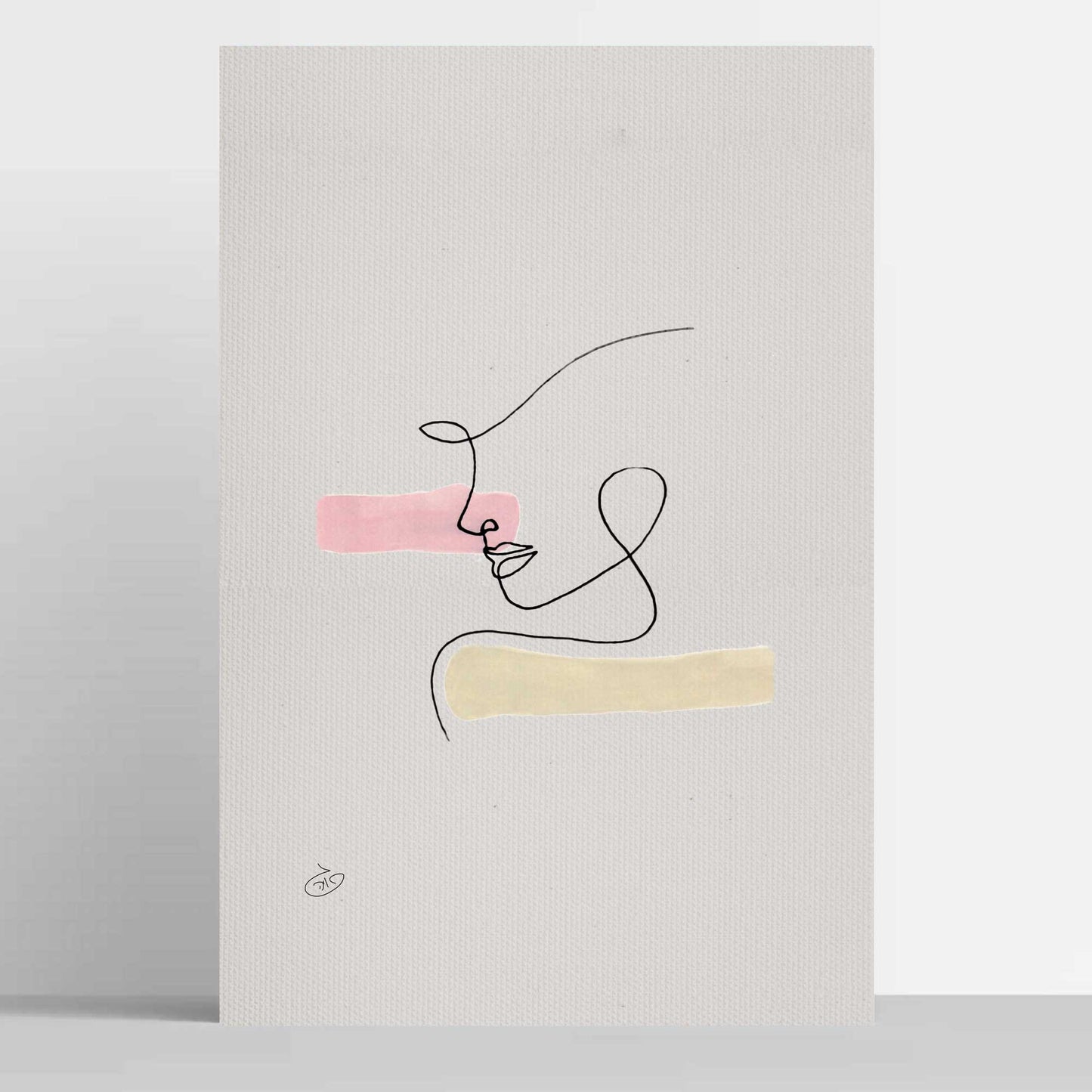 פוסטר One Line - Mon amour Poster ציור מקורי של גאיה המקדם את המודעות לאלימות בין בני זוג בכלל וכלפי נשים בפרט