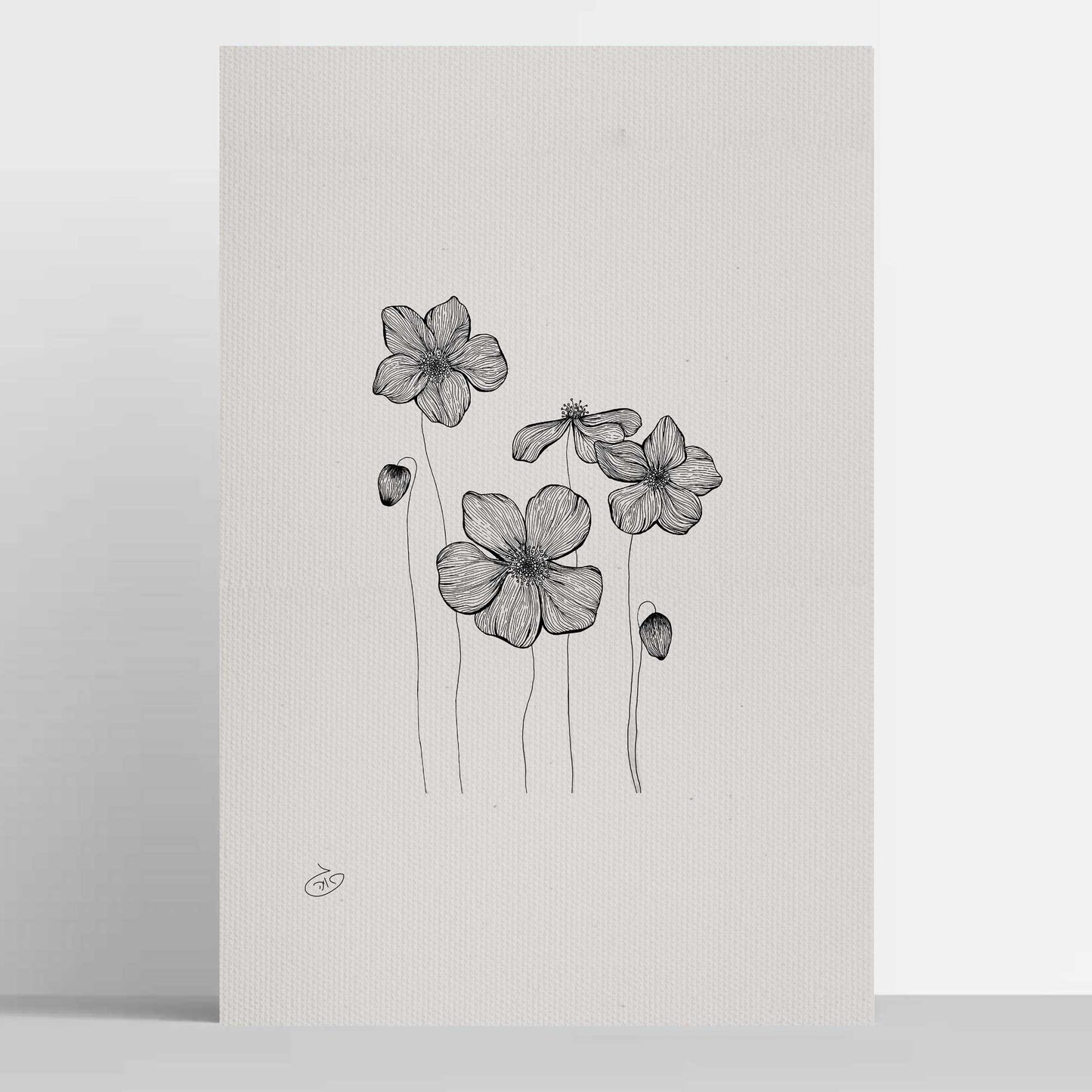פוסטר Poppies Flowers Poster ציור מקורי של גאיה המקדם את המודעות לאלימות בין בני זוג בכלל וכלפי נשים בפרט