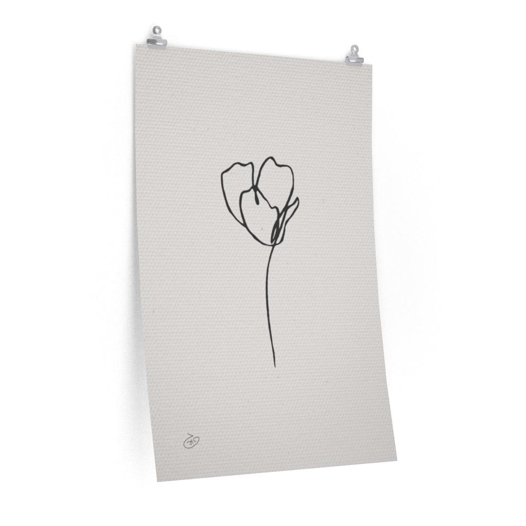 פוסטר One Line Flower - Camila Poster ציור מקורי של גאיה המקדם את המודעות לאלימות בין בני זוג בכלל וכלפי נשים בפרט