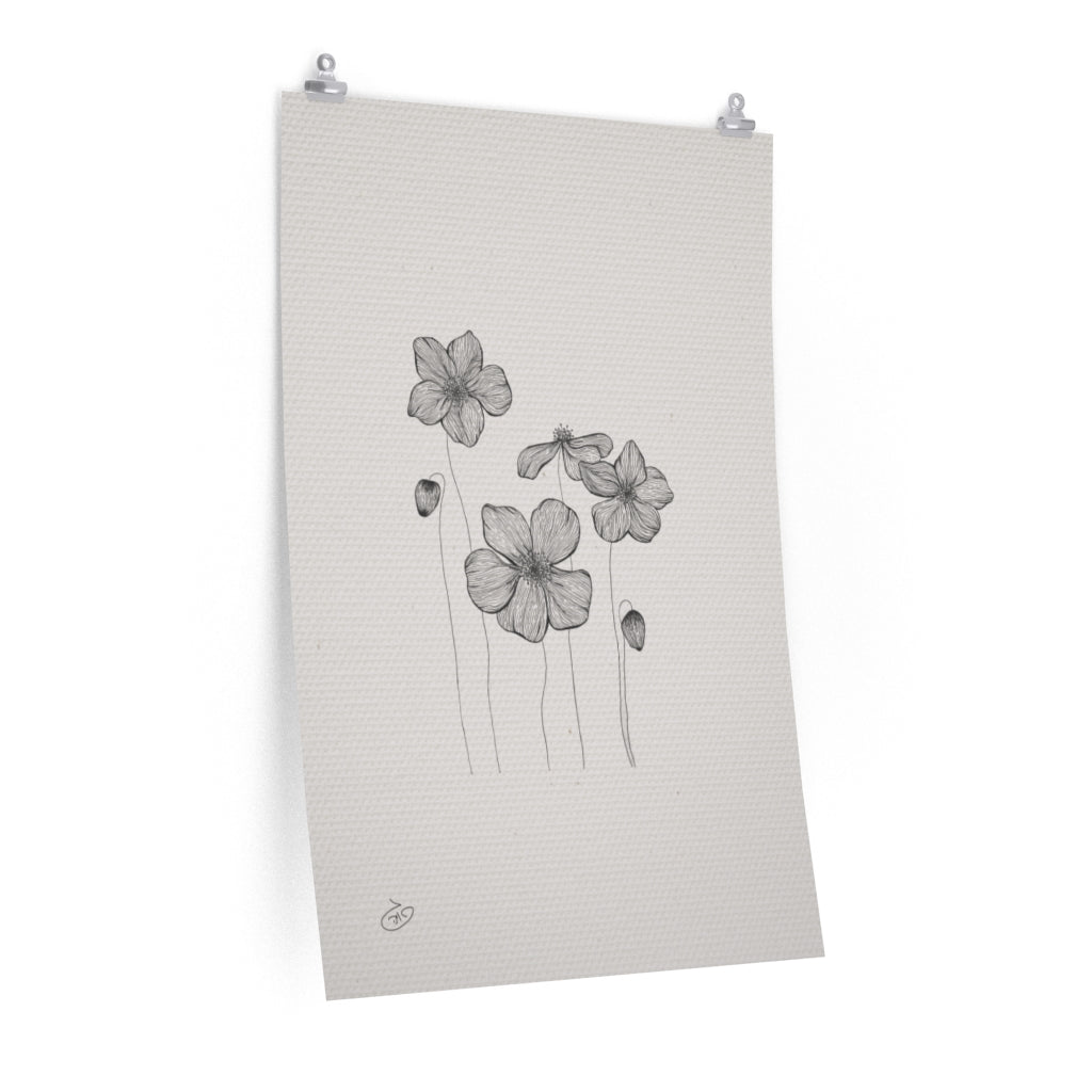 פוסטר Poppies Flowers Poster ציור מקורי של גאיה המקדם את המודעות לאלימות בין בני זוג בכלל וכלפי נשים בפרט