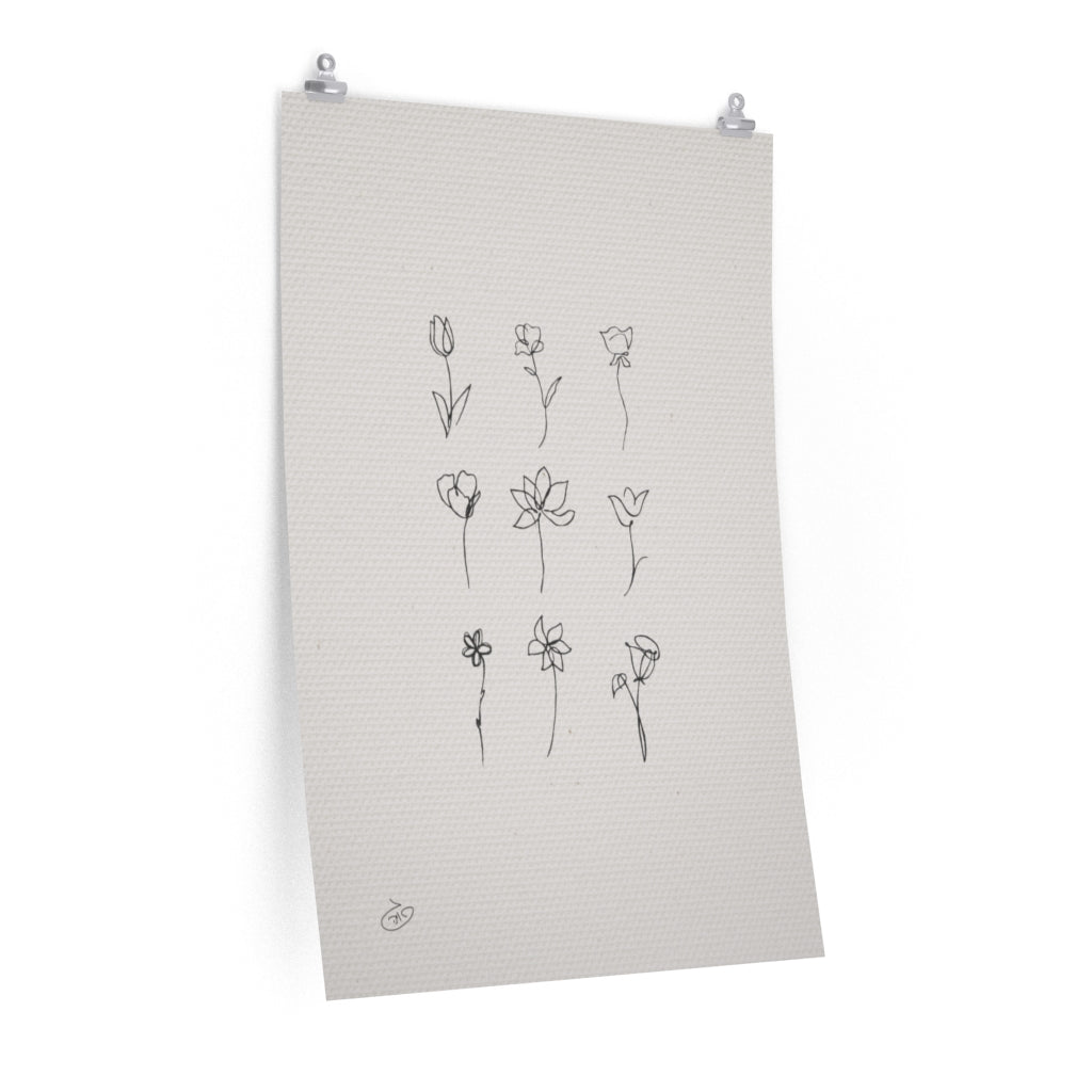 פוסטר 9 One Line Flowers Poster ציור מקורי של גאיה המקדם את המודעות לאלימות בין בני זוג בכלל וכלפי נשים בפרט