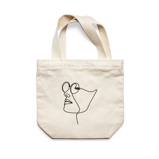 תיק צד לנשים וגברים מבד 100% כותנה טבעית בעיצוב One Line - Mi amor Tote Bag מציור מקורי של גאיה