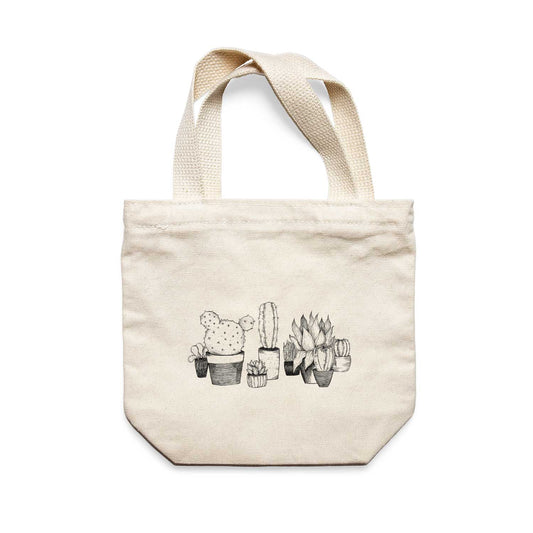 תיק צד לנשים וגברים מבד 100% כותנה טבעית בעיצוב Succulent Garden Tote Bag מציור מקורי של גאיה
