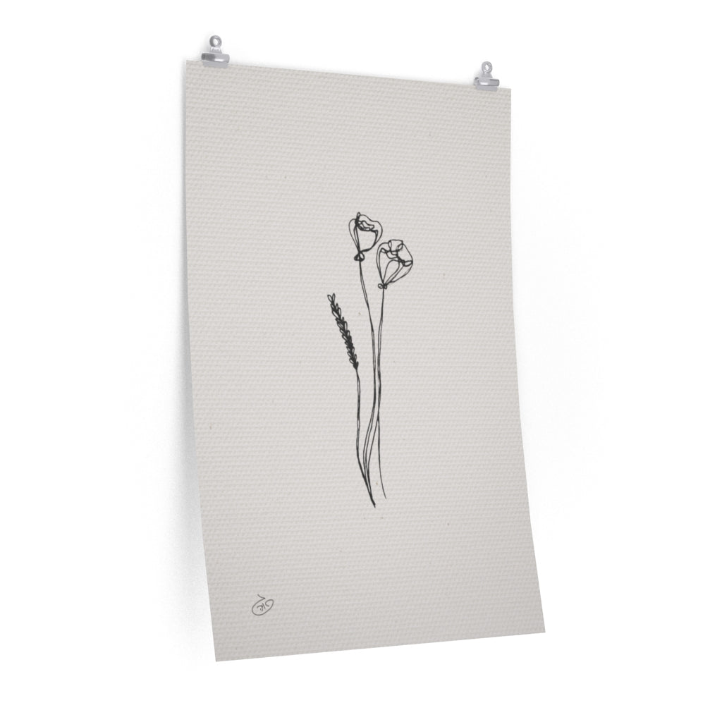 פוסטר One Line Floral - Bouquet Poster ציור מקורי של גאיה המקדם את המודעות לאלימות בין בני זוג בכלל וכלפי נשים בפרט