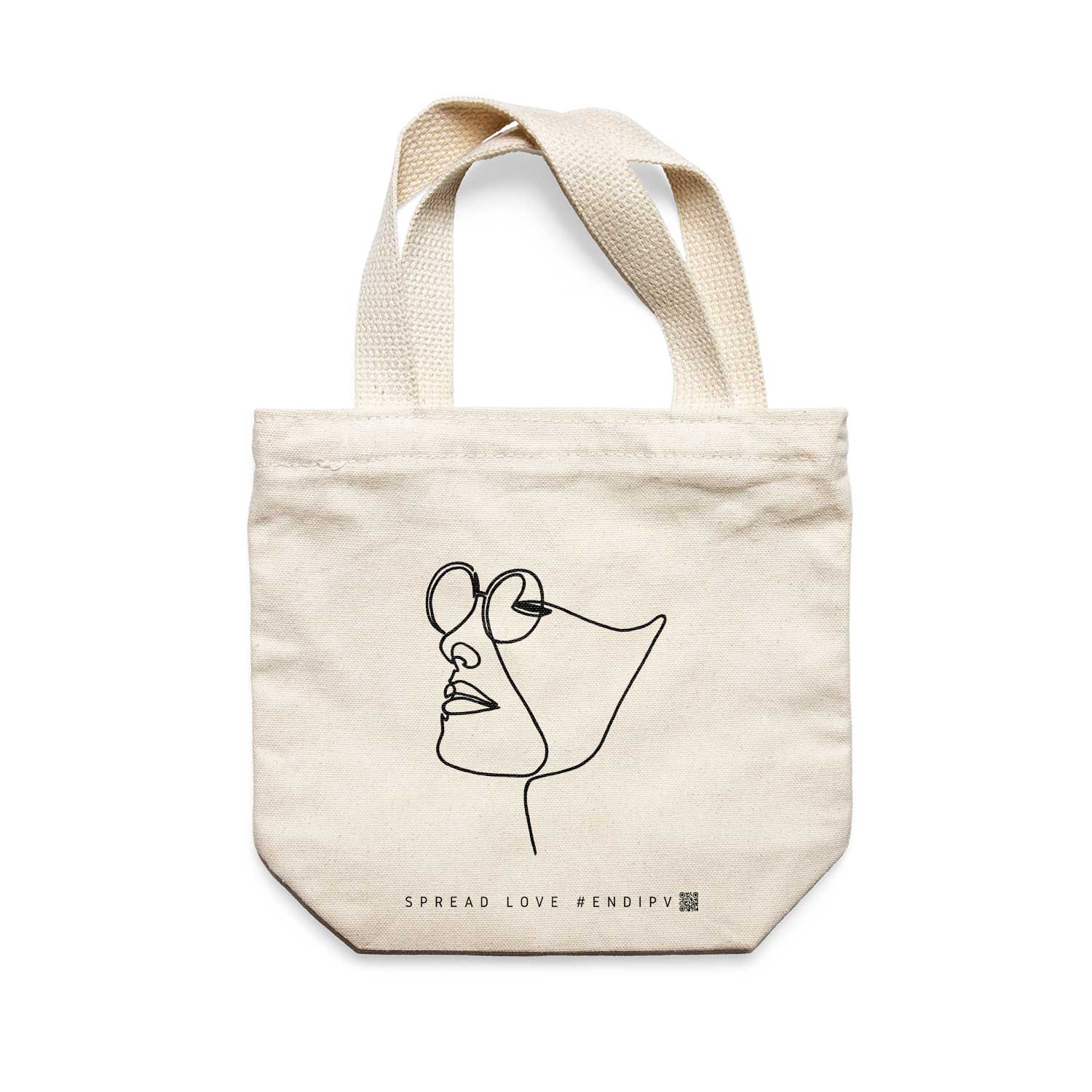 תיק צד לנשים וגברים מבד 100% כותנה טבעית בעיצוב One Line - Mi amor Tote Bag מציור מקורי של גאיה