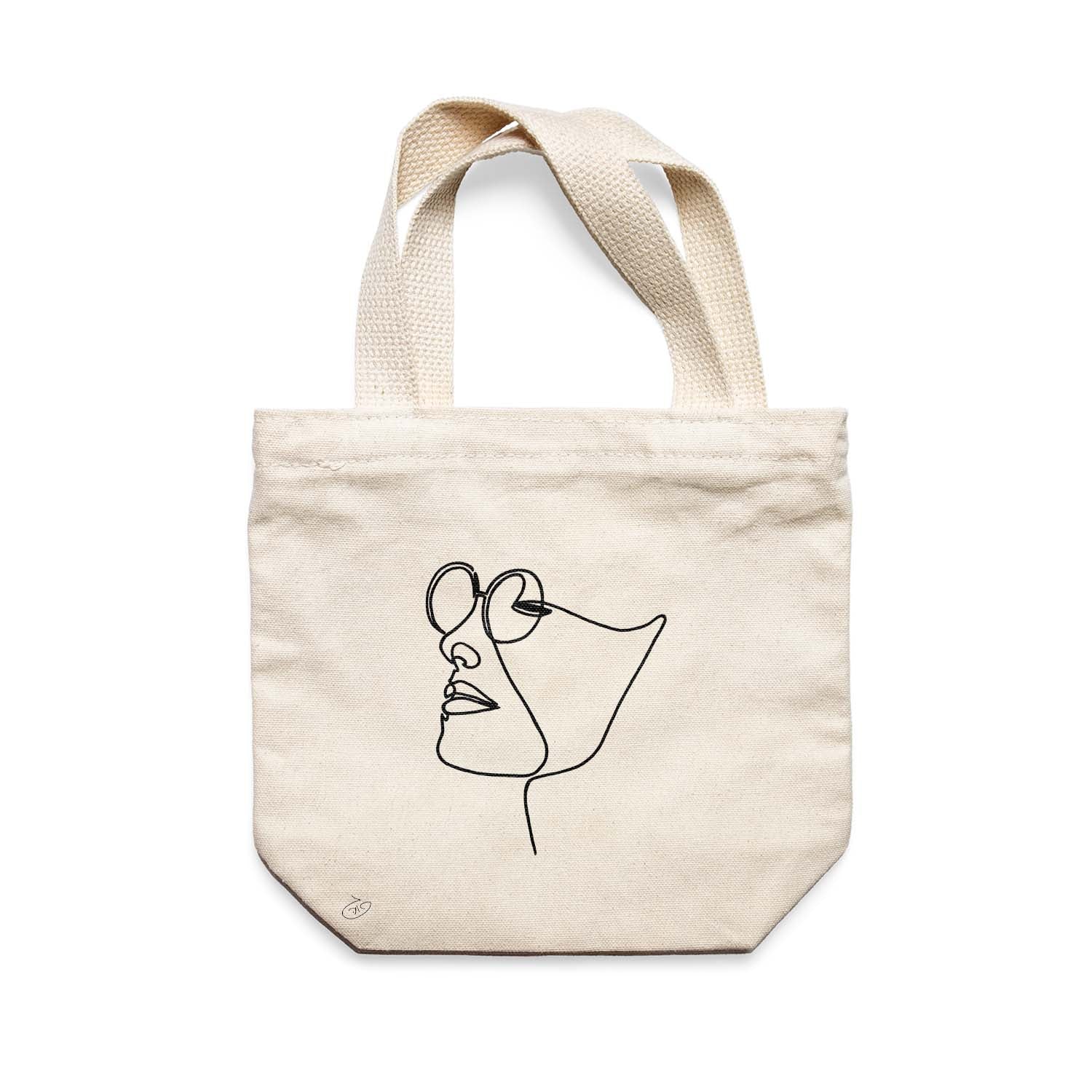 תיק צד לנשים וגברים מבד 100% כותנה טבעית בעיצוב One Line - Mi amor Tote Bag מציור מקורי של גאיה