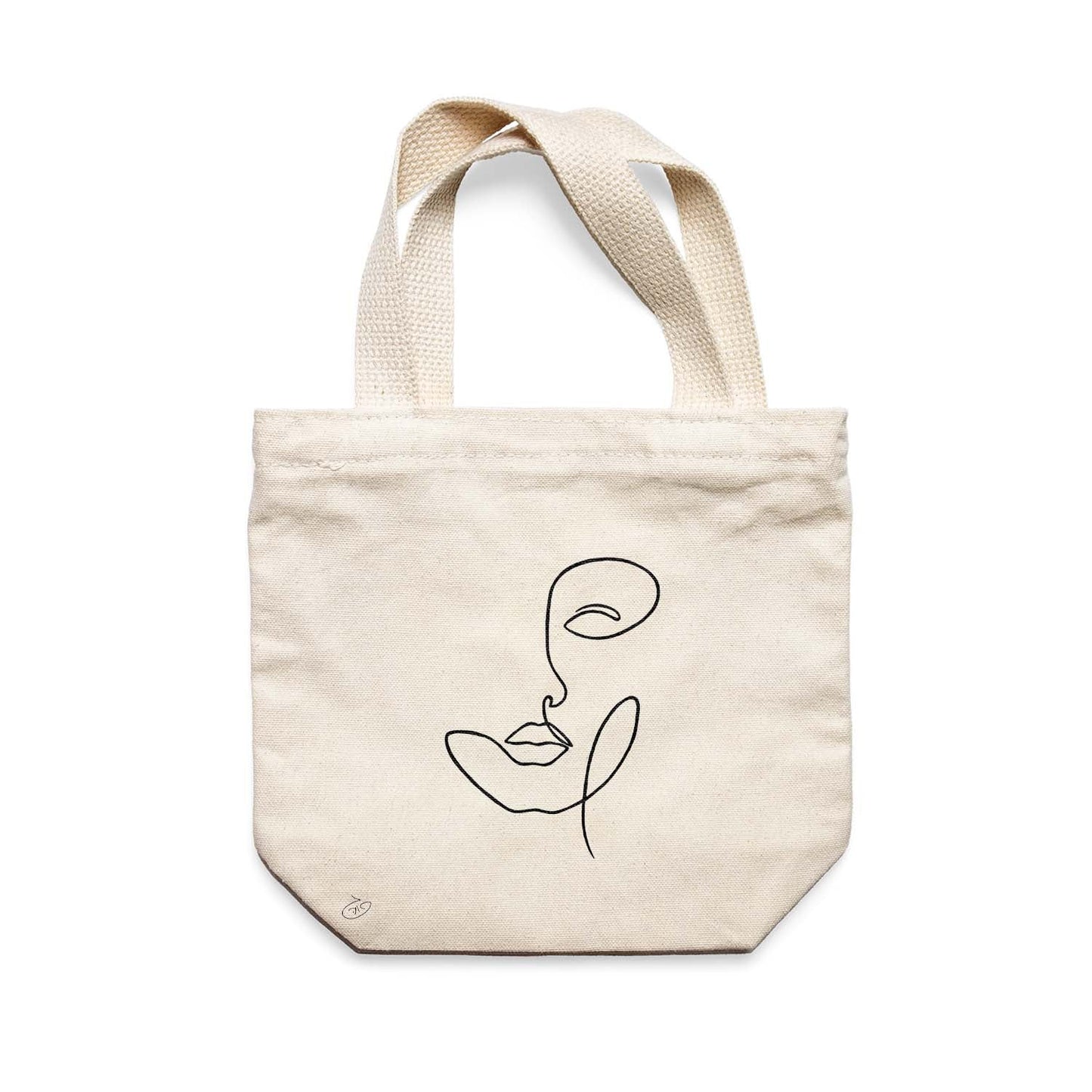 תיק צד לנשים וגברים מבד 100% כותנה טבעית בעיצוב One Line - Sundara Tote Bag מציור מקורי של גאיה