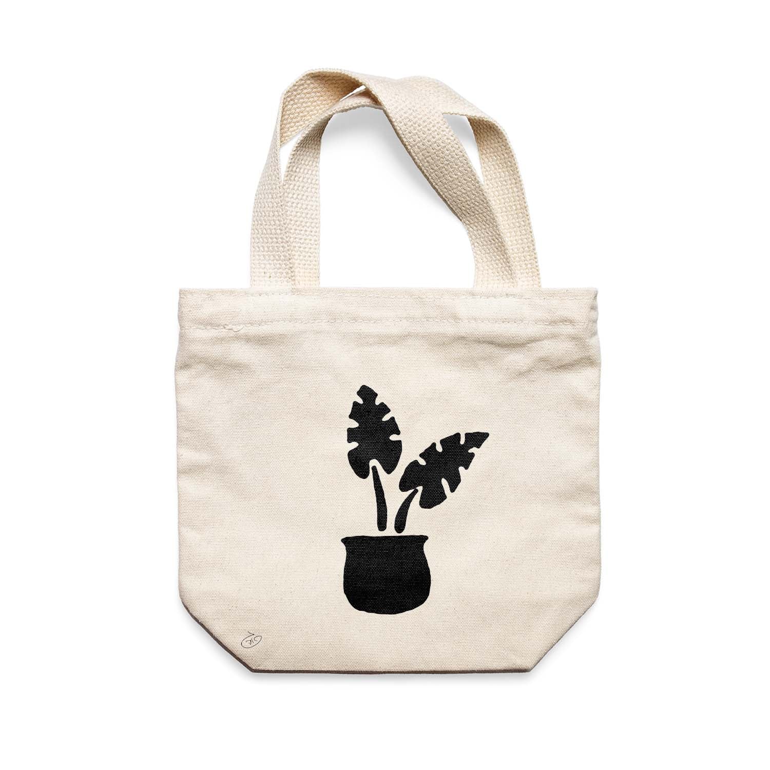 תיק צד לנשים וגברים מבד 100% כותנה טבעית בעיצוב Succulent Monstera Tote Bag מציור מקורי של גאיה