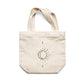 תיק צד לנשים וגברים מבד 100% כותנה טבעית בעיצוב Sun&Moon Tote Bag מציור מקורי של גאיה
