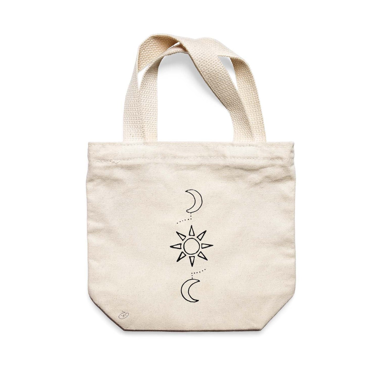 תיק צד לנשים וגברים מבד 100% כותנה טבעית בעיצוב Sun&Moons Tote Bag מציור מקורי של גאיה