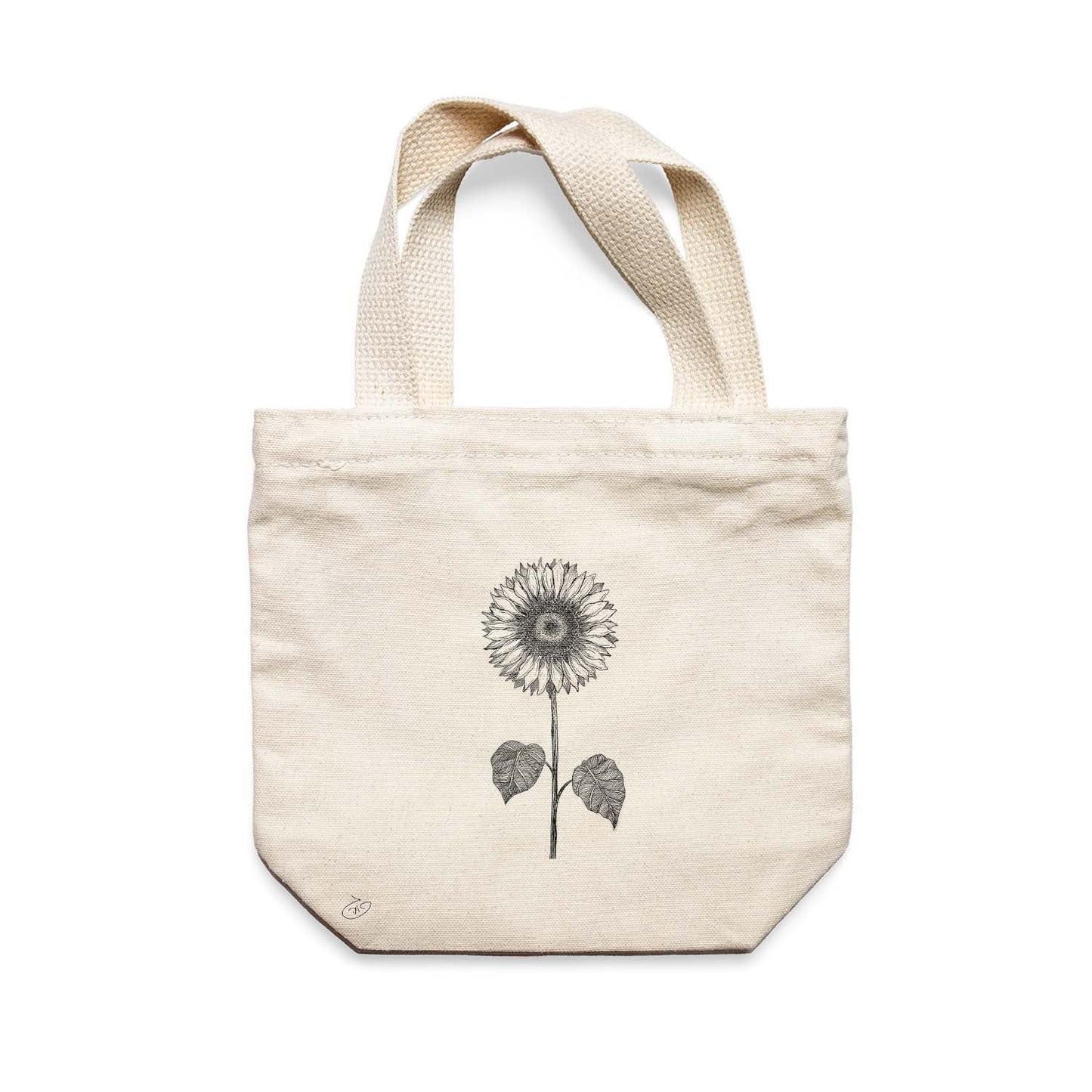 תיק צד לנשים וגברים מבד 100% כותנה טבעית בעיצוב Sunflower Flower Tote Bag מציור מקורי של גאיה