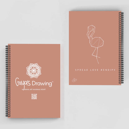 One Line - Flamingo Notebook | Gaya's Drawing | מחברת ספירלה עם הציורים של גאיה