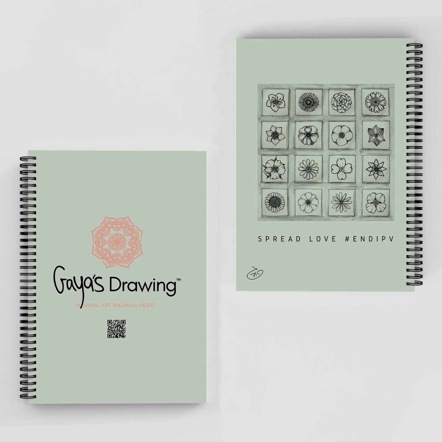 Several Flowers with Frames Notebook | Gaya's Drawing | מחברת ספירלה עם הציורים של גאיה