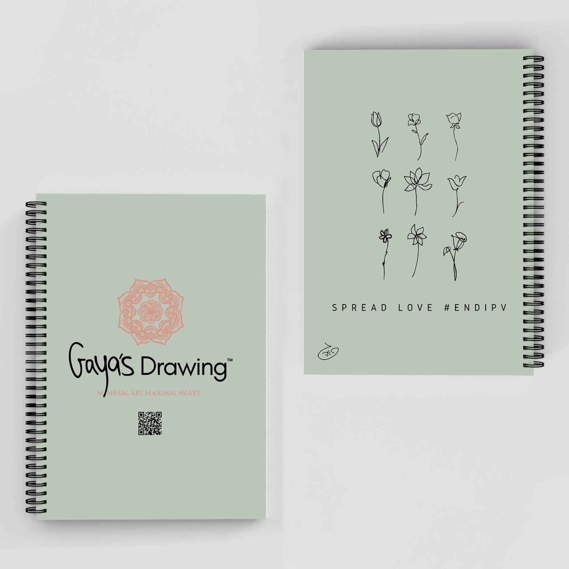 9 One Line Flowers Notebook | Gaya's Drawing | מחברת ספירלה עם הציורים של גאיה
