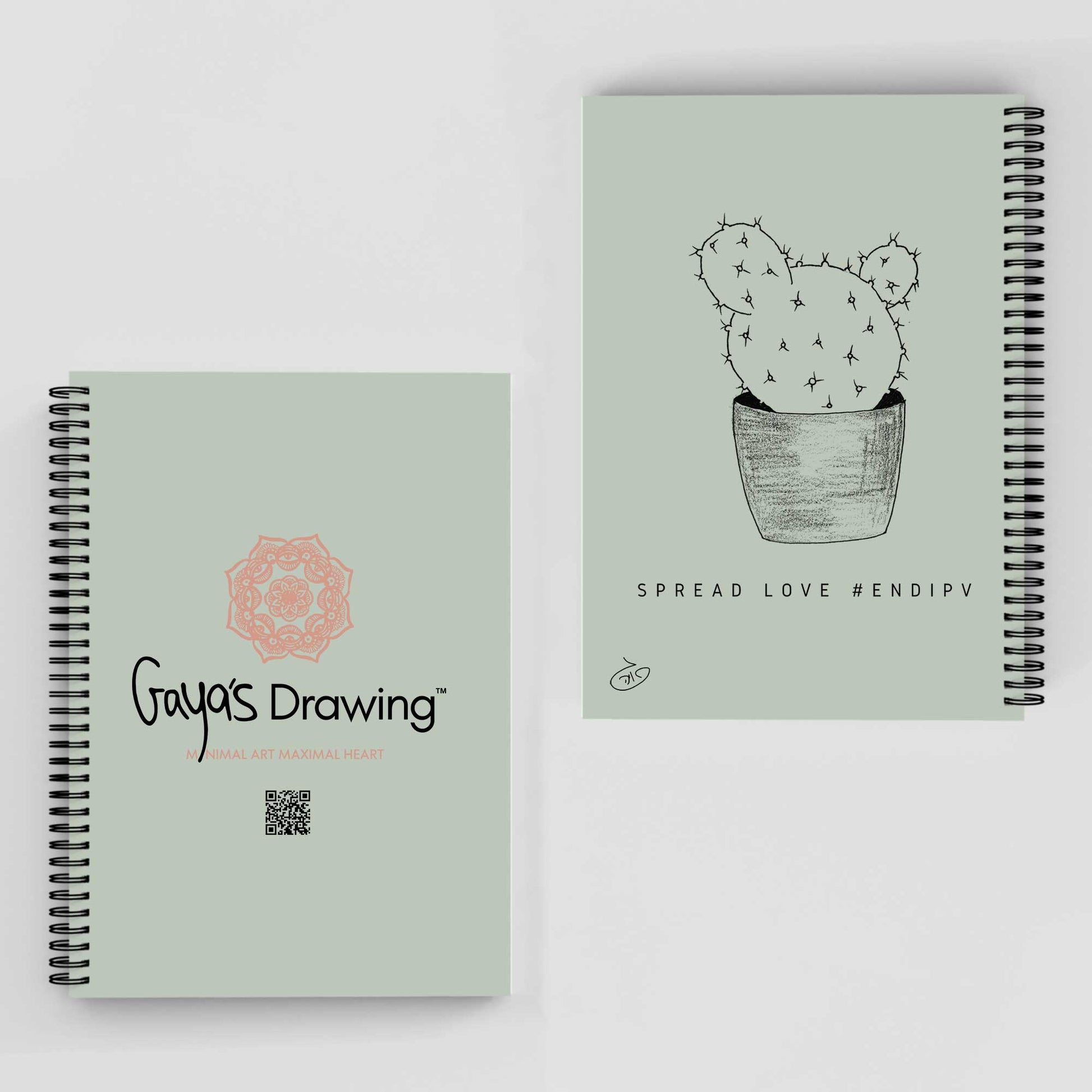 Succulent Opuntia Notebook | Gaya's Drawing | מחברת ספירלה עם הציורים של גאיה