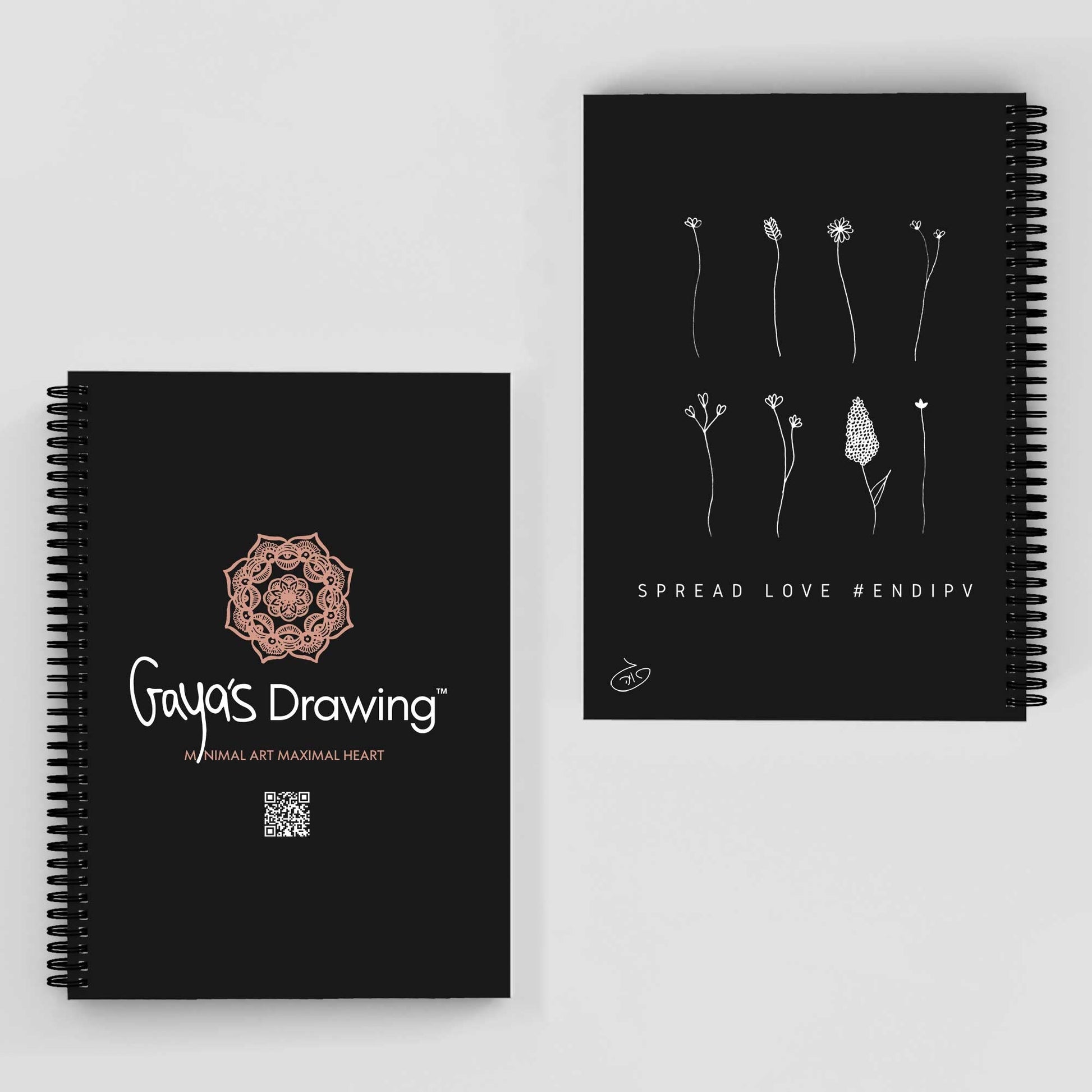 8 One Line Flowers Notebook | Gaya's Drawing | מחברת ספירלה עם הציורים של גאיה