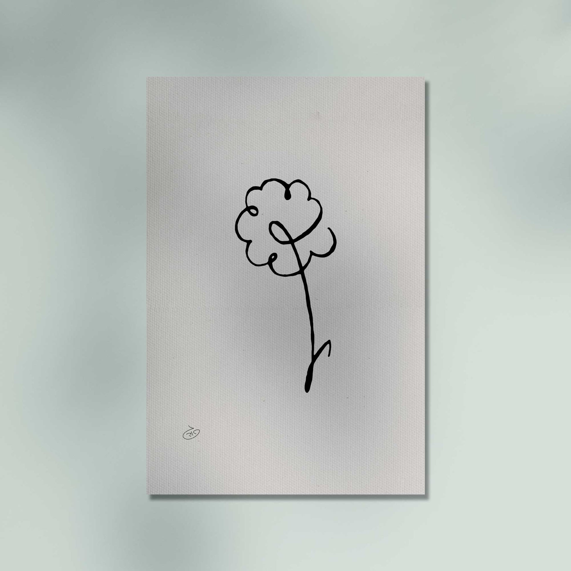 פוסטר One Line Flower - Calendula Poster ציור מקורי של גאיה המקדם את המודעות לאלימות בין בני זוג בכלל וכלפי נשים בפרט
