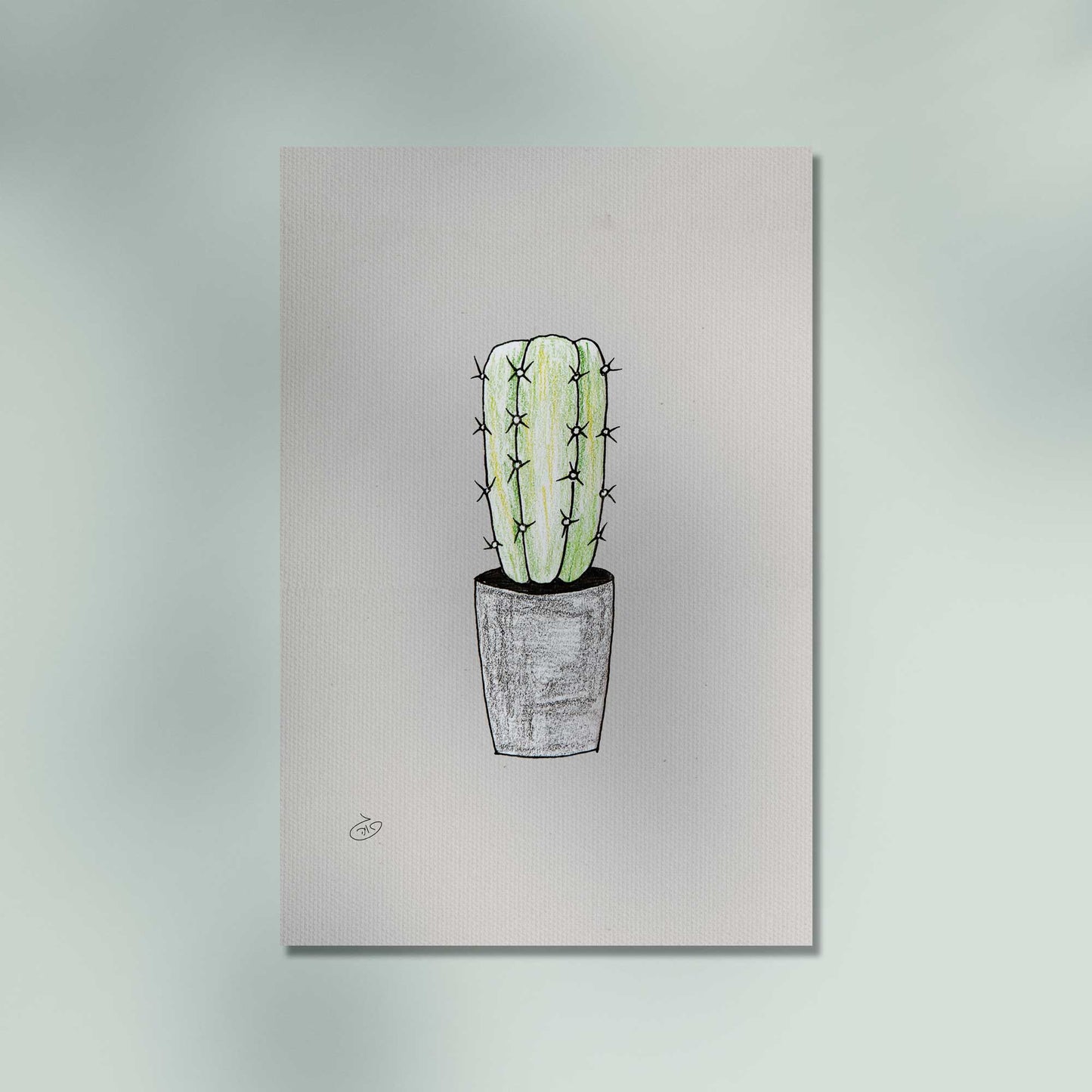פוסטר Succulent Cactus Poster ציור מקורי של גאיה המקדם את המודעות לאלימות בין בני זוג בכלל וכלפי נשים בפרט